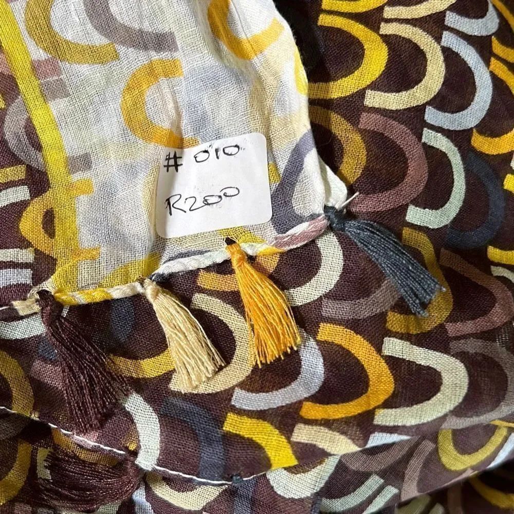 Linen Tassel Scarf Fall Colors - Picture 7 of 9